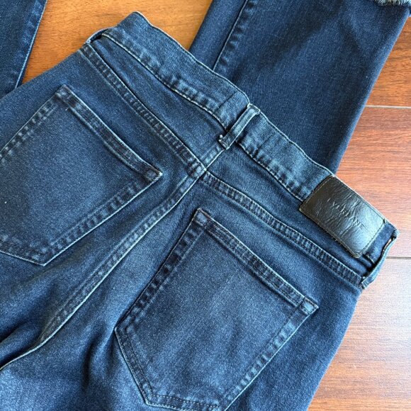 Everlane Stretch Slim Bootcut Raw Hem Dark Wash Jeans Size 26 - Picture 6 of 7